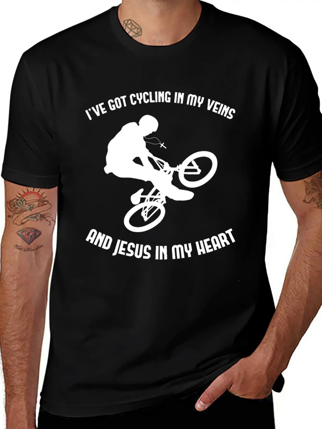 Jesus & Cycling Funny Cyclist Bicycling Cycle Classic Cotton Tee – Unisex Comfort For Any Season