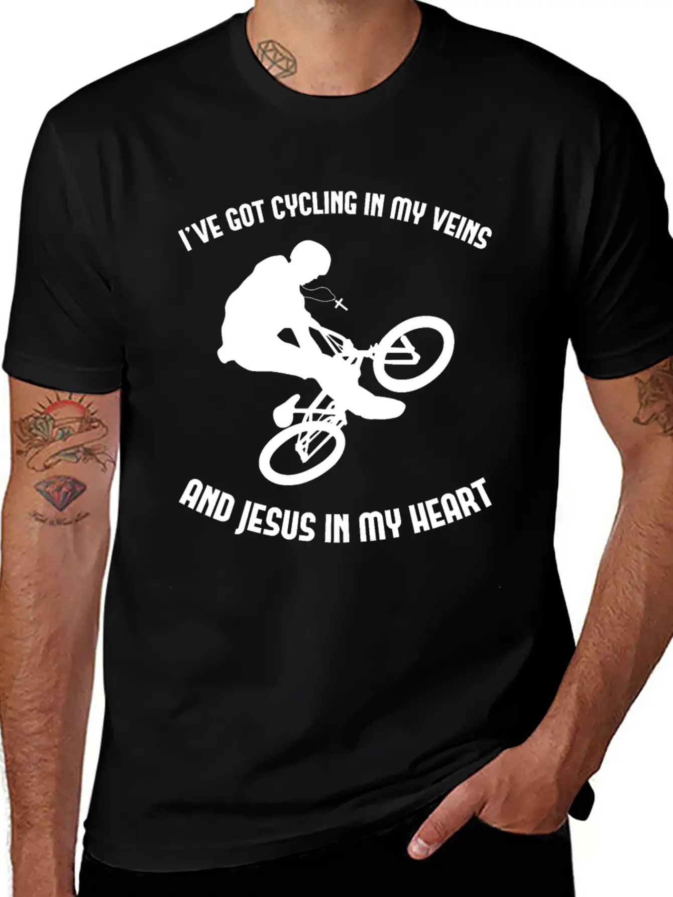 Jesus & Cycling Funny Cyclist Bicycling Cycle Classic Cotton Tee – Unisex Comfort For Any Season