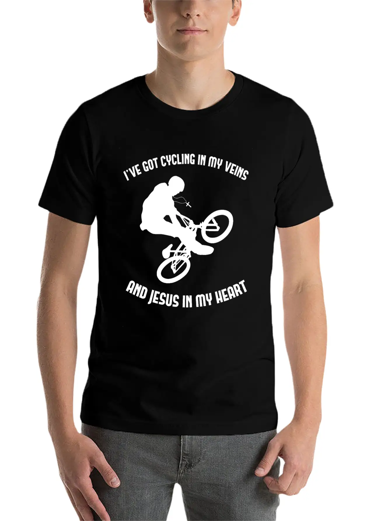 Jesus & Cycling Funny Cyclist Bicycling Cycle Classic Cotton Tee – Unisex Comfort For Any Season