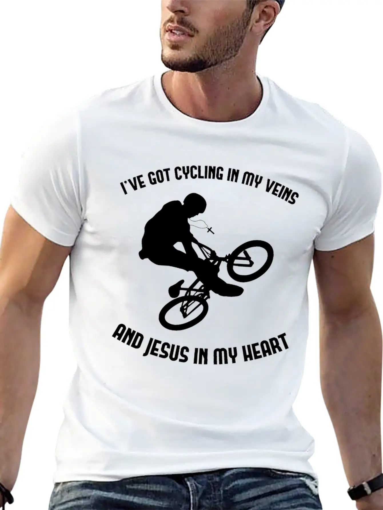 Jesus & Cycling Funny Cyclist Bicycling Cycle Classic Cotton Tee – Unisex Comfort For Any Season