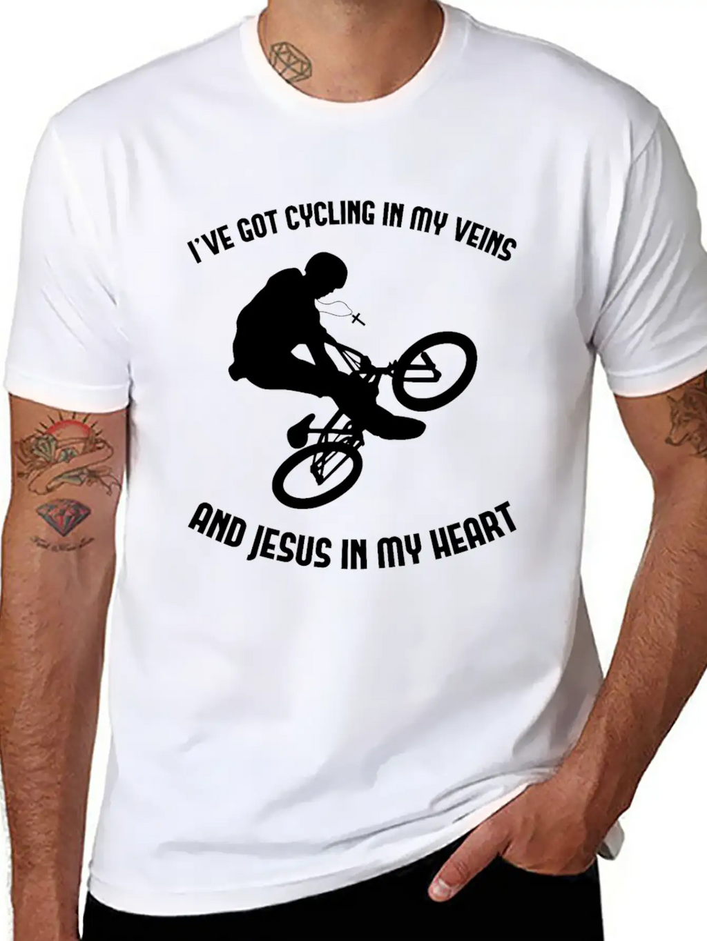 Jesus & Cycling Funny Cyclist Bicycling Cycle Classic Cotton Tee – Unisex Comfort For Any Season