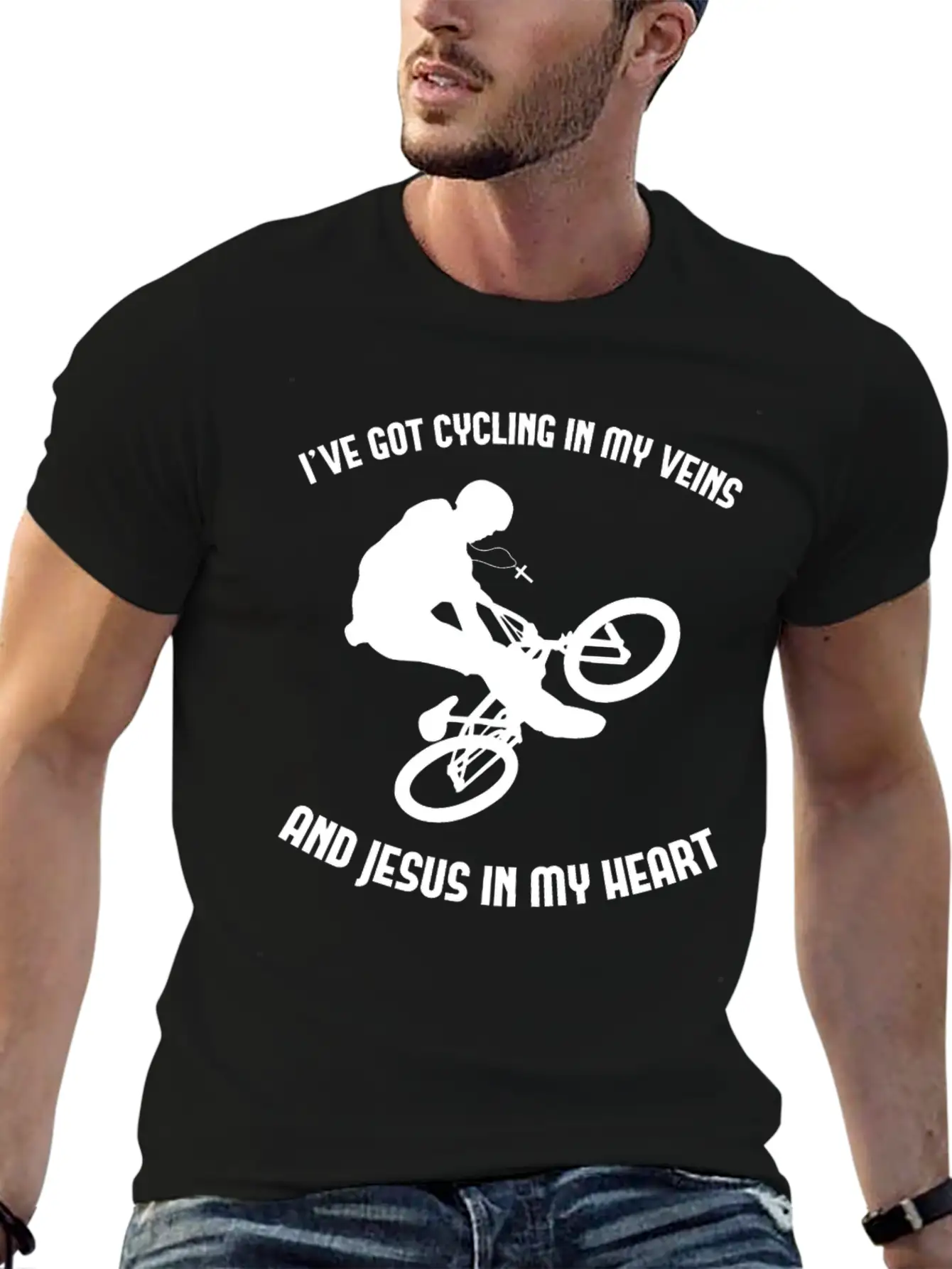 Jesus & Cycling Funny Cyclist Bicycling Cycle Classic Cotton Tee – Unisex Comfort For Any Season