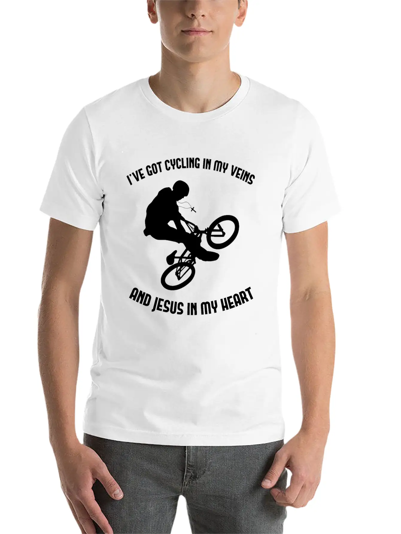 Jesus & Cycling Funny Cyclist Bicycling Cycle Classic Cotton Tee – Unisex Comfort For Any Season