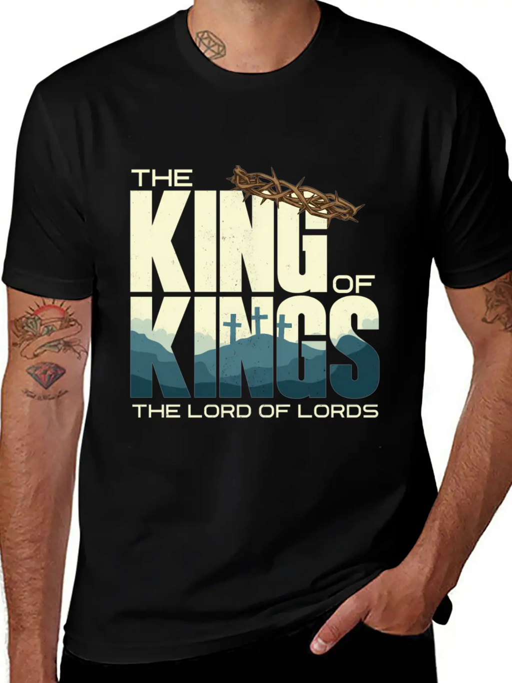 Jesus Is The King Of Kings Crucifion Cross Breathable Graphic T-Shirt – Perfect For Casual Days