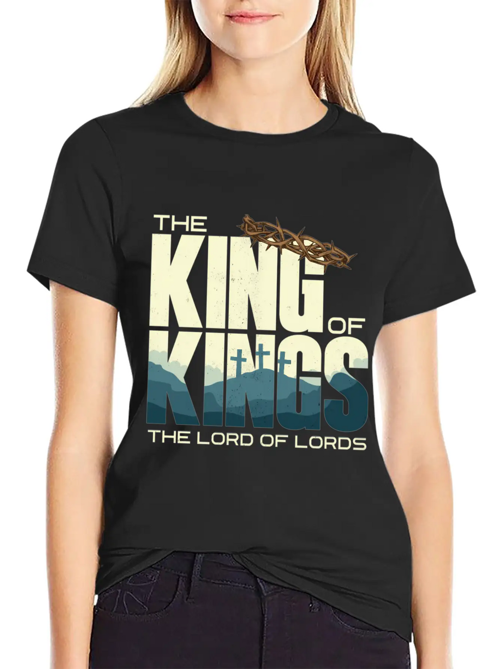Jesus Is The King Of Kings Crucifion Cross Breathable Graphic T-Shirt – Perfect For Casual Days