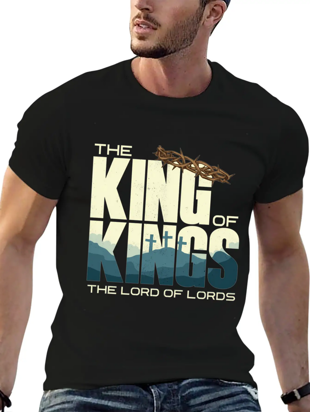 Jesus Is The King Of Kings Crucifion Cross Breathable Graphic T-Shirt – Perfect For Casual Days