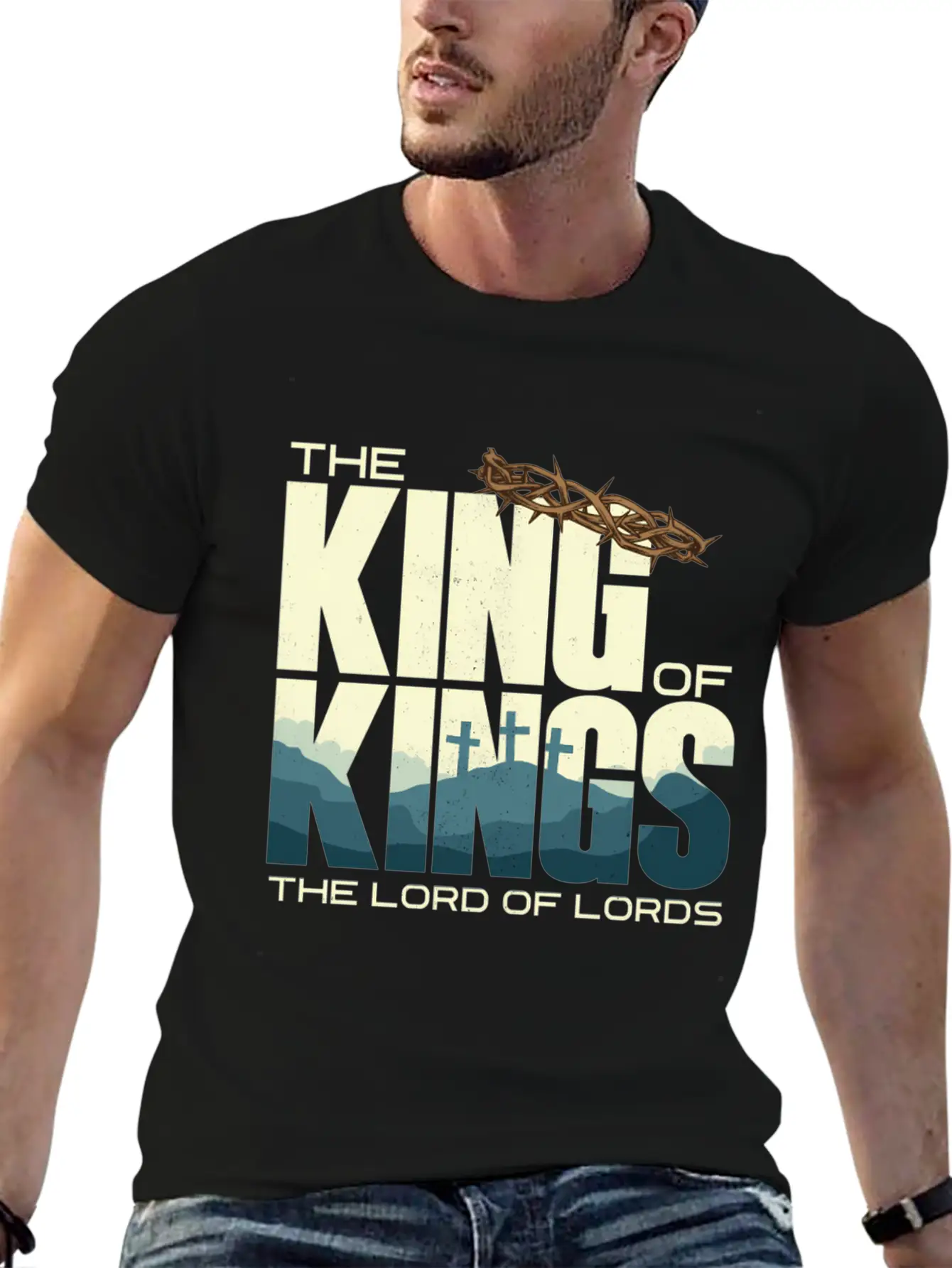 Jesus Is The King Of Kings Crucifion Cross Breathable Graphic T-Shirt – Perfect For Casual Days