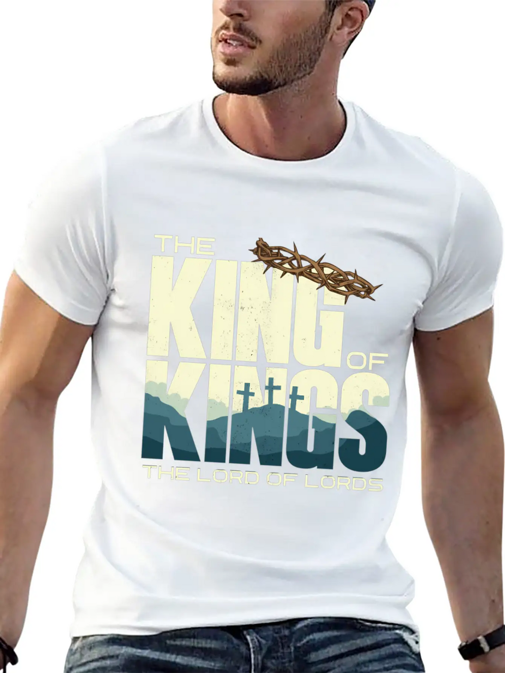 Jesus Is The King Of Kings Crucifion Cross Breathable Graphic T-Shirt – Perfect For Casual Days