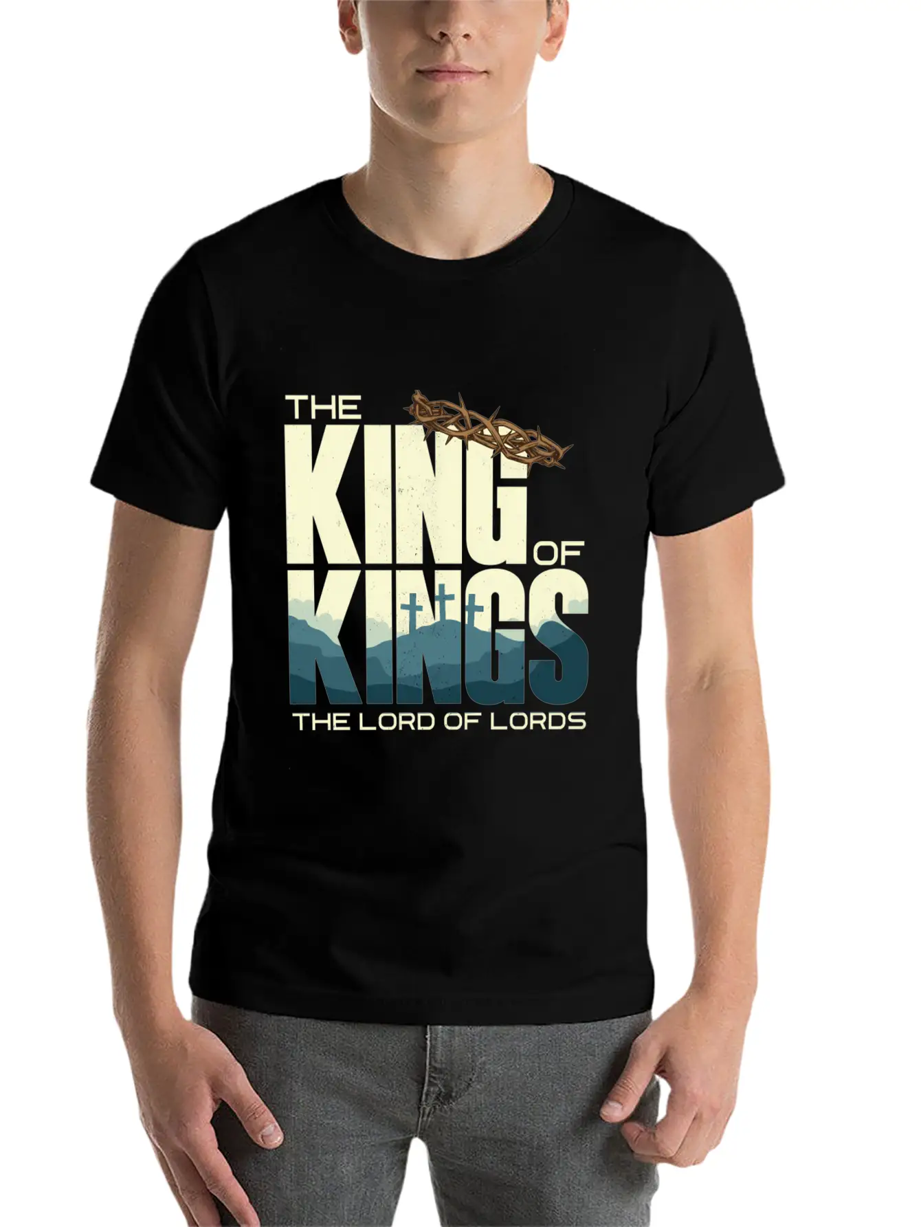 Jesus Is The King Of Kings Crucifion Cross Breathable Graphic T-Shirt – Perfect For Casual Days