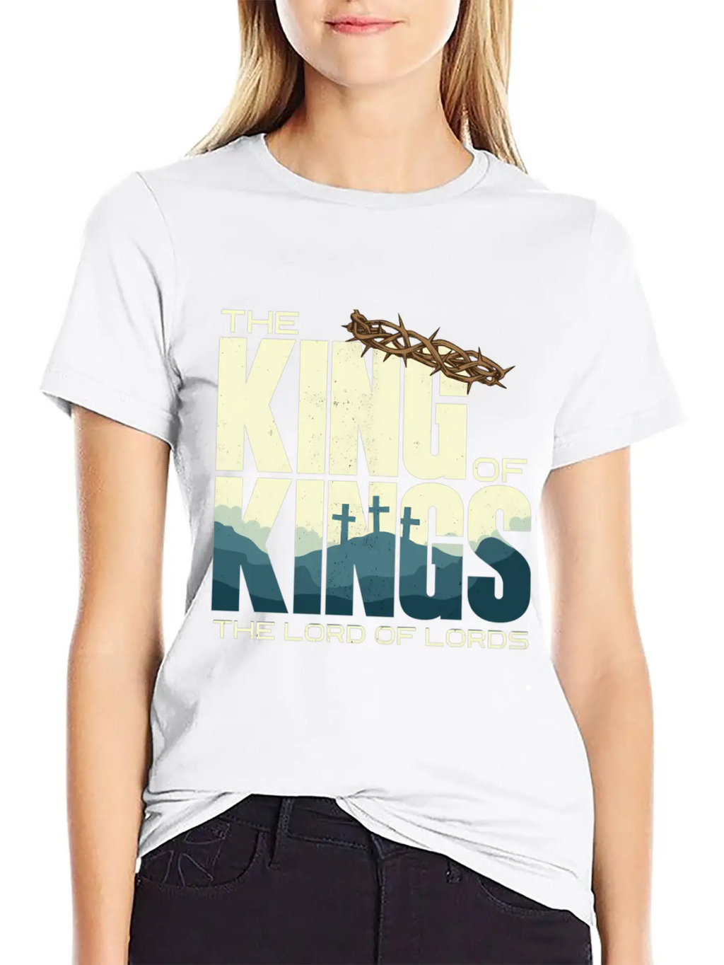 Jesus Is The King Of Kings Crucifion Cross Breathable Graphic T-Shirt – Perfect For Casual Days