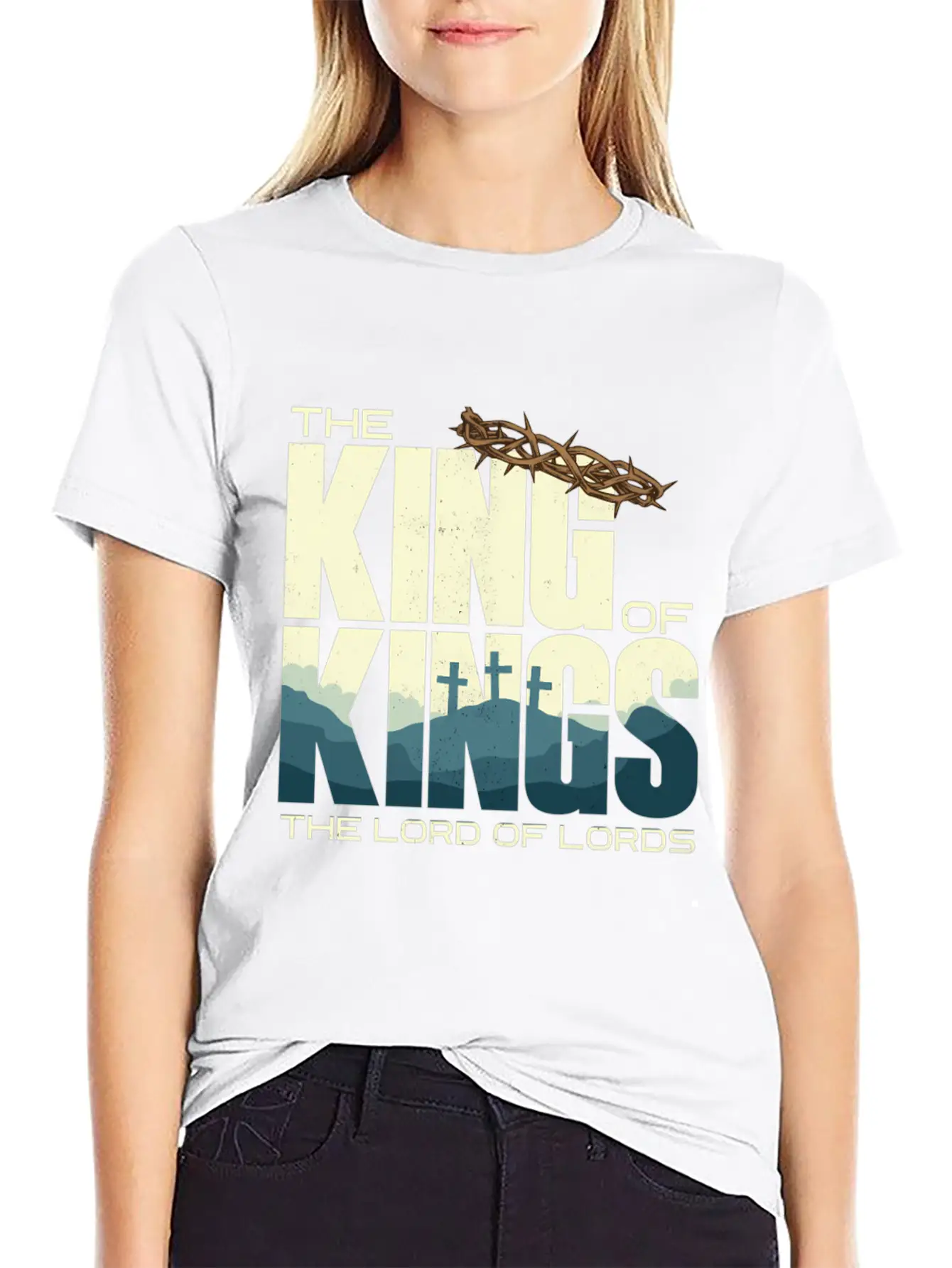 Jesus Is The King Of Kings Crucifion Cross Breathable Graphic T-Shirt – Perfect For Casual Days