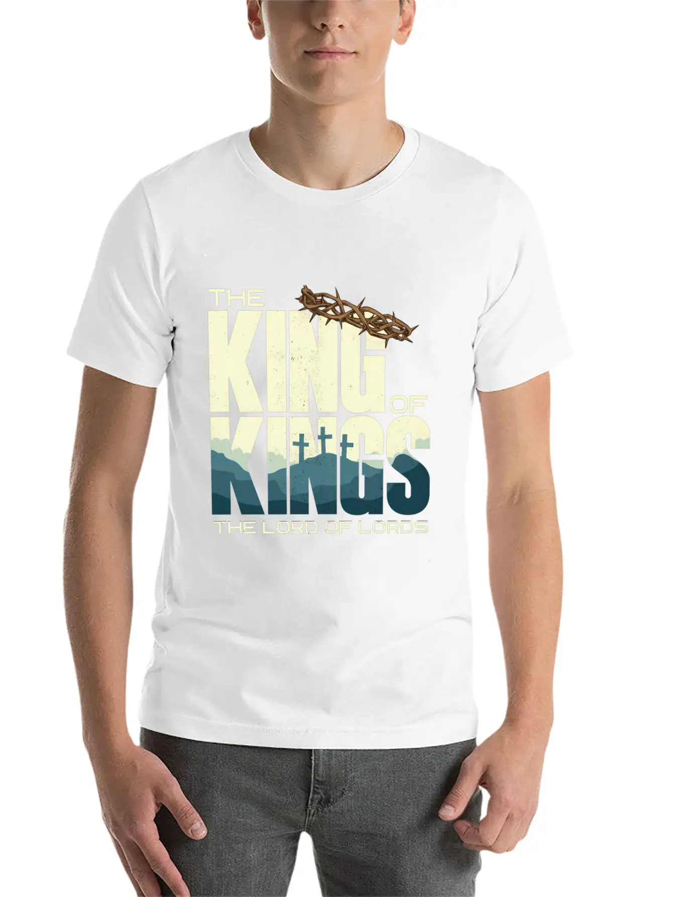 Jesus Is The King Of Kings Crucifion Cross Breathable Graphic T-Shirt – Perfect For Casual Days