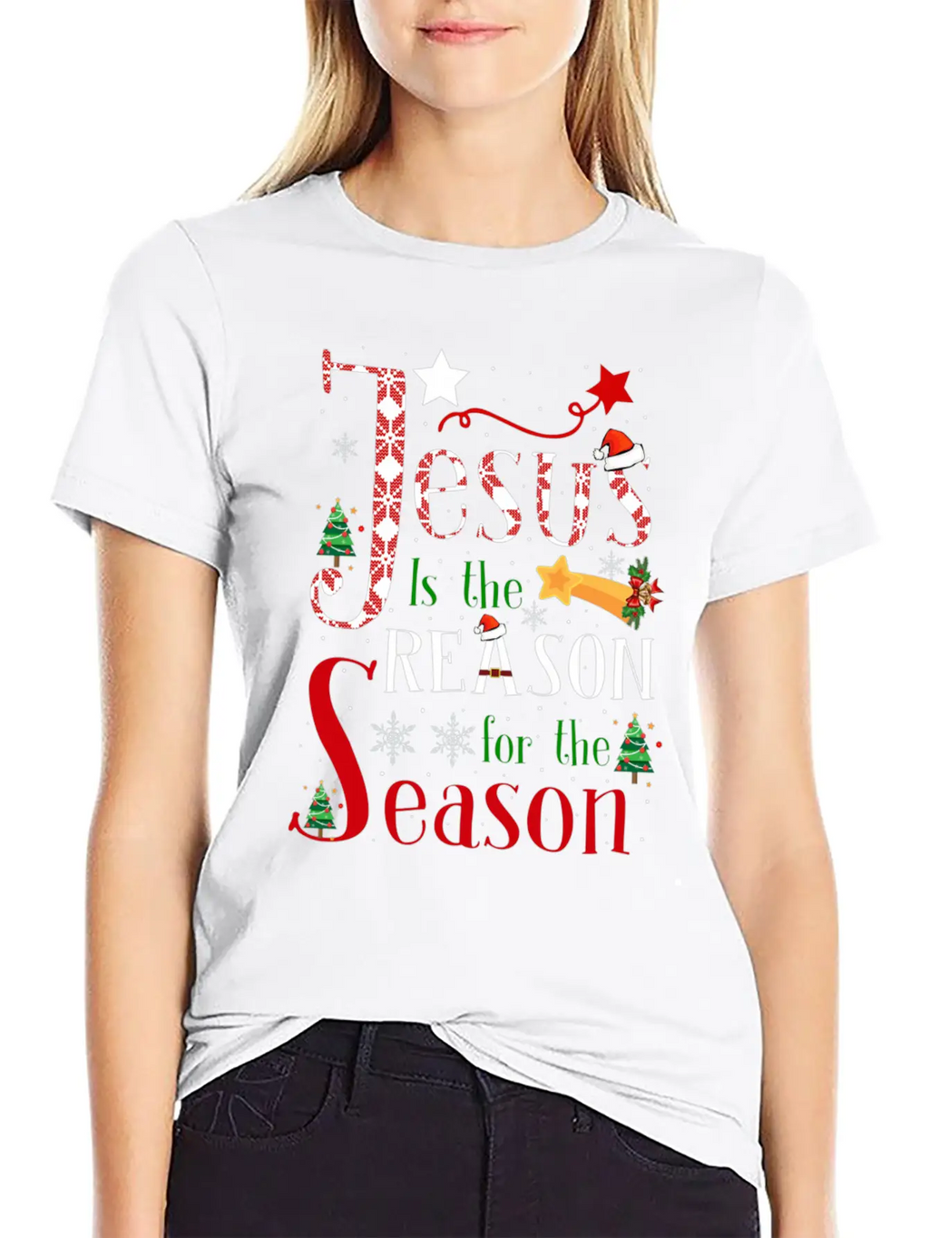 Jesus Is The Reason For The Season Christmas Plaid Stylish Everyday T-Shirt – Unisex Basic Cotton Tee