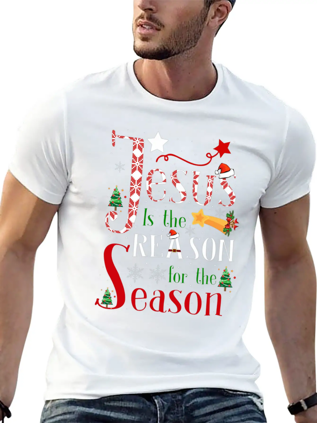 Jesus Is The Reason For The Season Christmas Plaid Stylish Everyday T-Shirt – Unisex Basic Cotton Tee