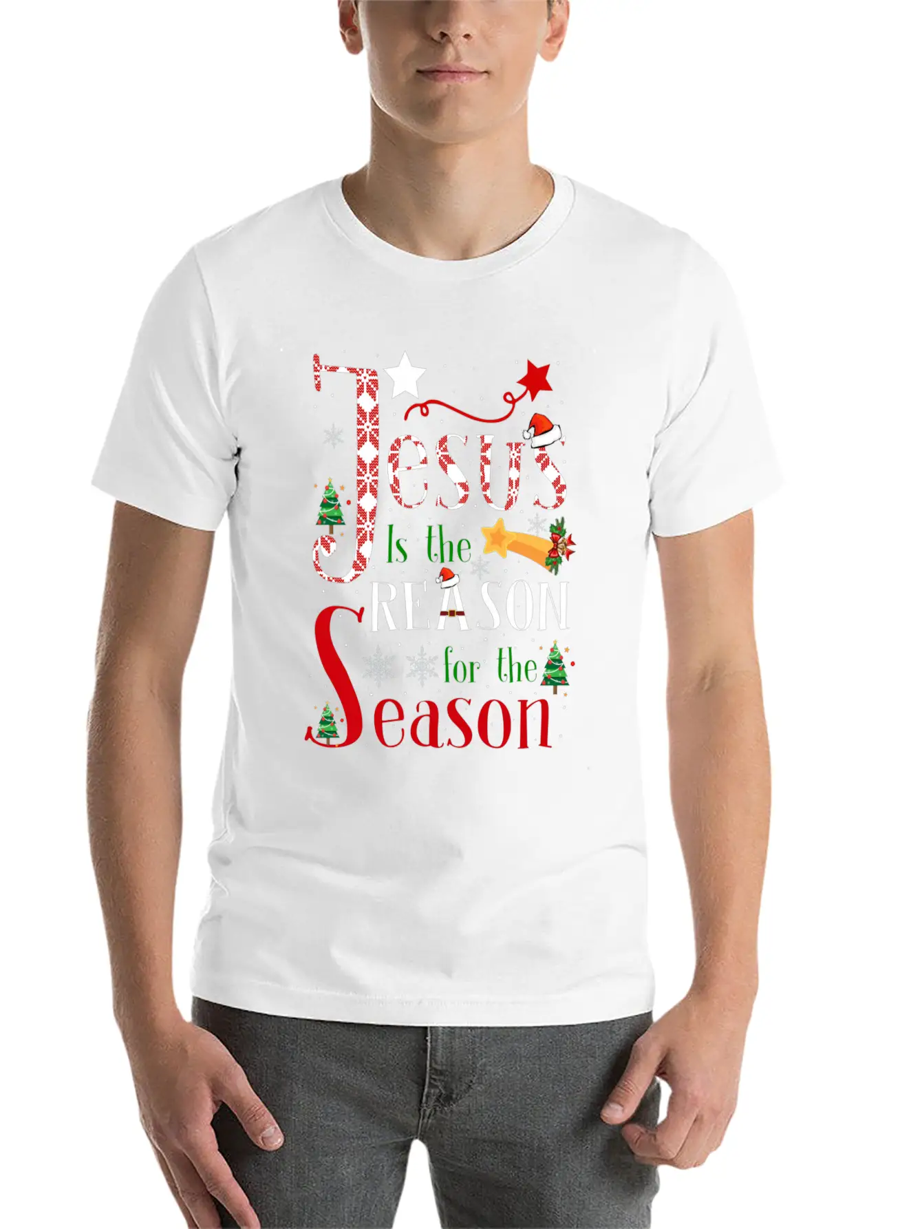 Jesus Is The Reason For The Season Christmas Plaid Stylish Everyday T-Shirt – Unisex Basic Cotton Tee
