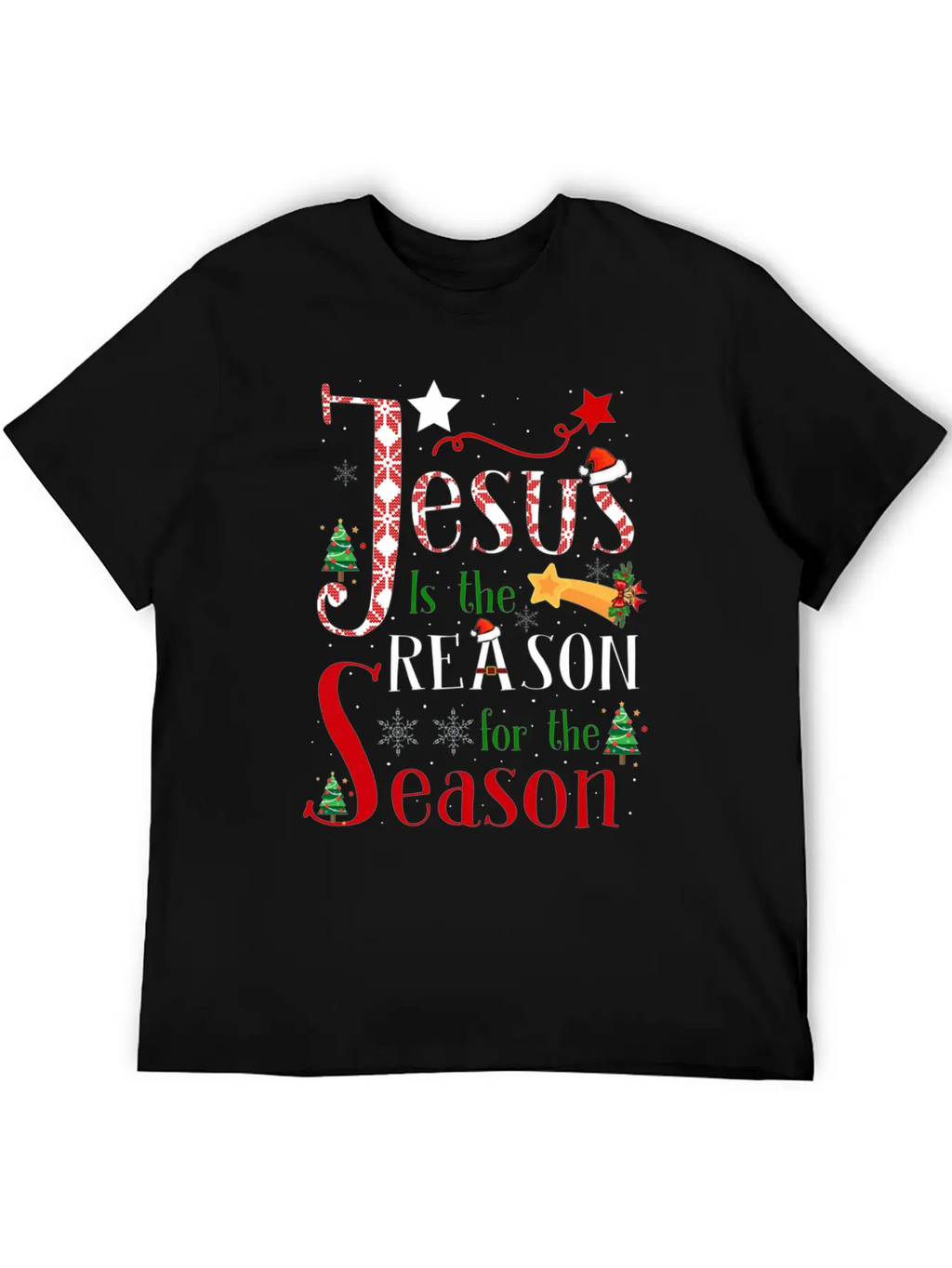 Jesus Is The Reason For The Season Christmas Plaid Stylish Everyday T-Shirt – Unisex Basic Cotton Tee