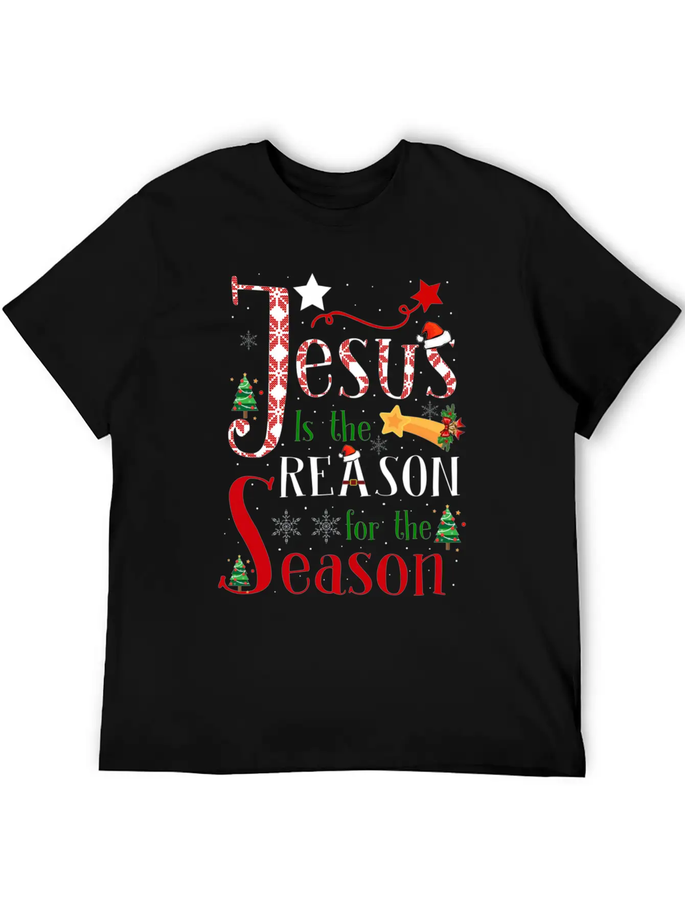 Jesus Is The Reason For The Season Christmas Plaid Stylish Everyday T-Shirt – Unisex Basic Cotton Tee