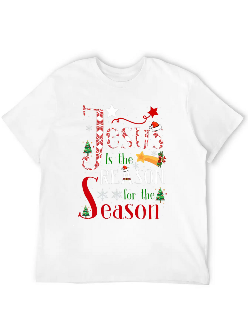 Jesus Is The Reason For The Season Christmas Plaid Stylish Everyday T-Shirt – Unisex Basic Cotton Tee