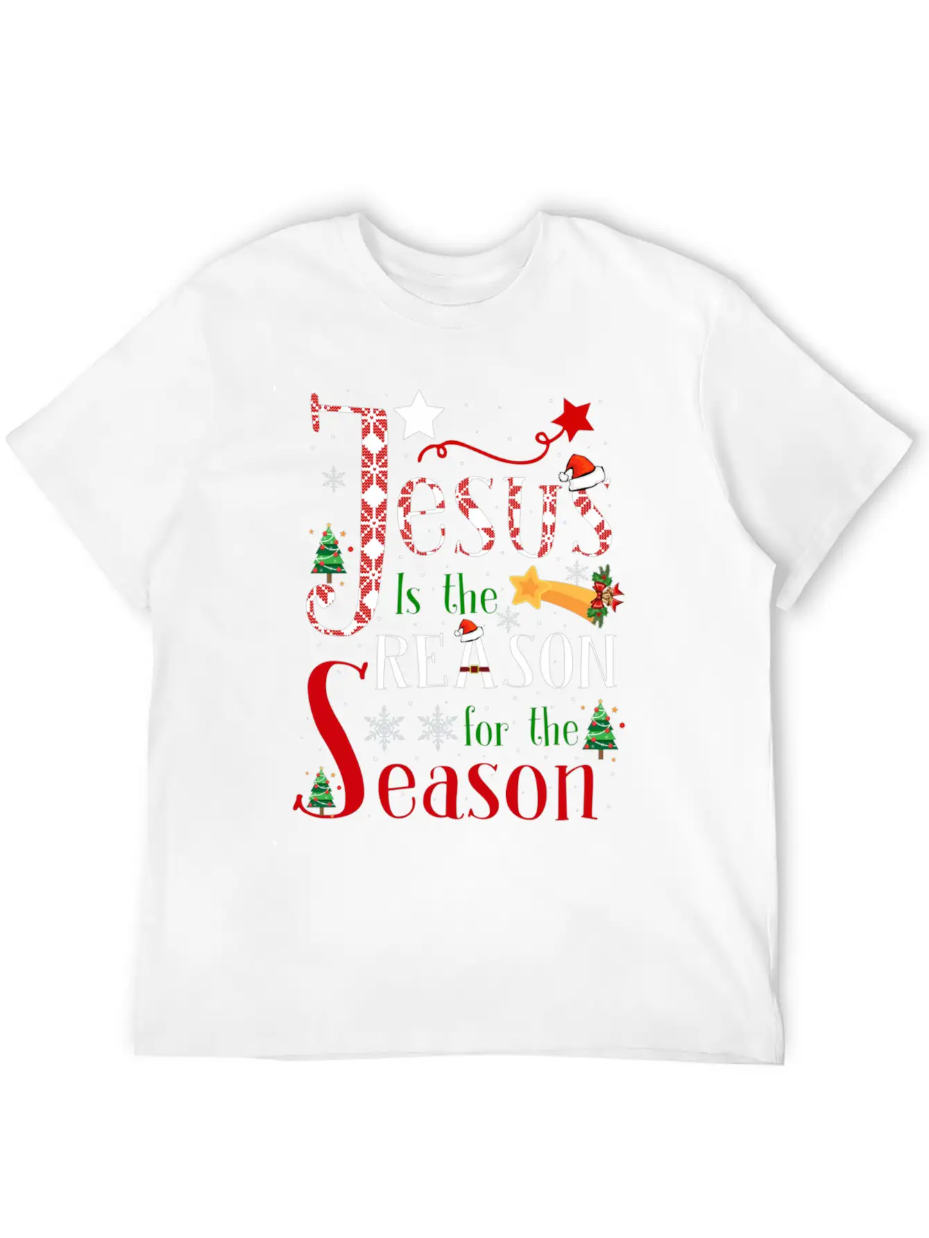 Jesus Is The Reason For The Season Christmas Plaid Stylish Everyday T-Shirt – Unisex Basic Cotton Tee