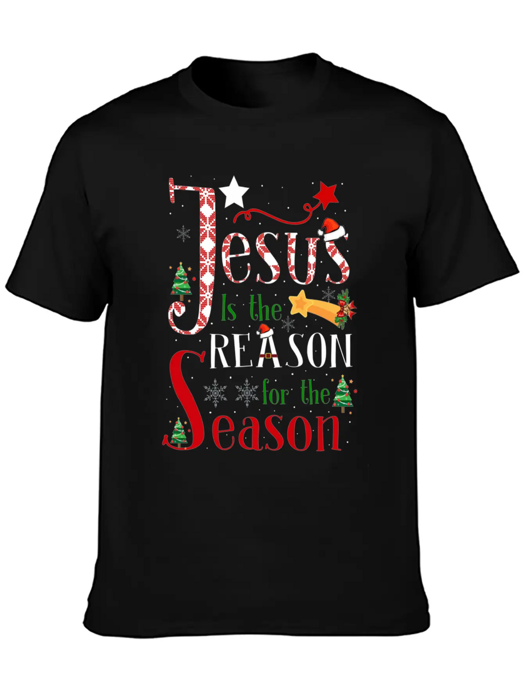 Jesus Is The Reason For The Season Christmas Plaid Stylish Everyday T-Shirt – Unisex Basic Cotton Tee
