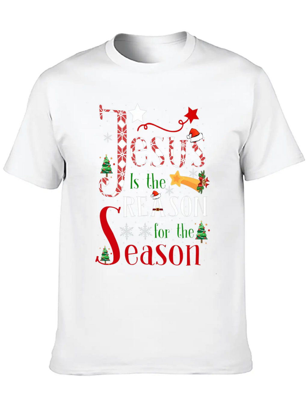 Jesus Is The Reason For The Season Christmas Plaid Stylish Everyday T-Shirt – Unisex Basic Cotton Tee