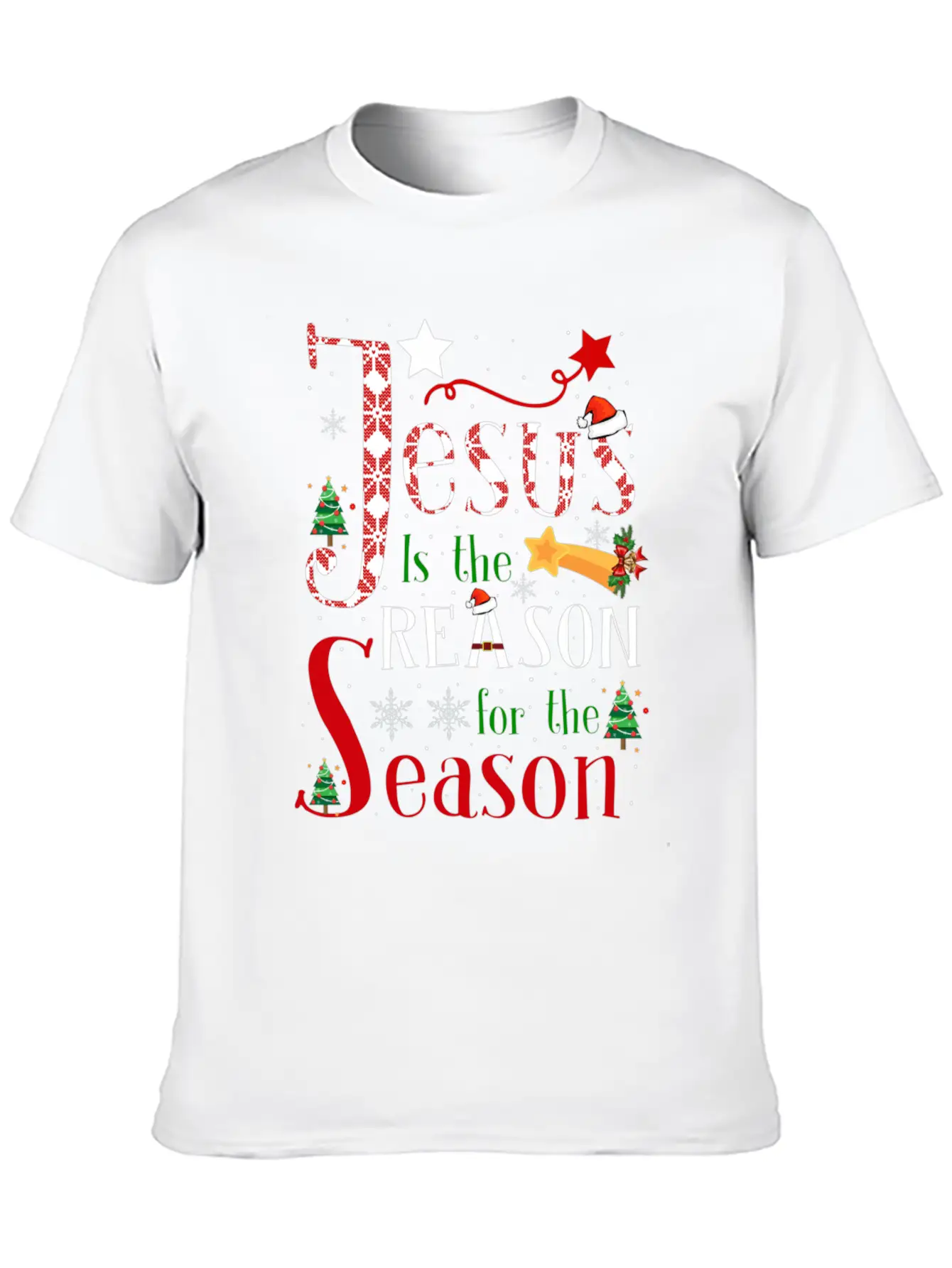 Jesus Is The Reason For The Season Christmas Plaid Stylish Everyday T-Shirt – Unisex Basic Cotton Tee