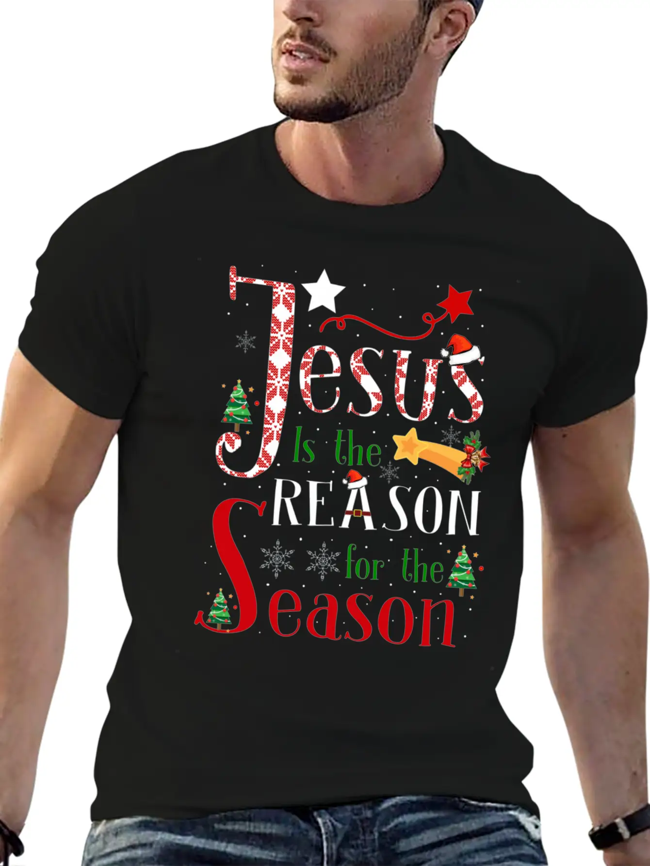 Jesus Is The Reason For The Season Christmas Plaid Stylish Everyday T-Shirt – Unisex Basic Cotton Tee