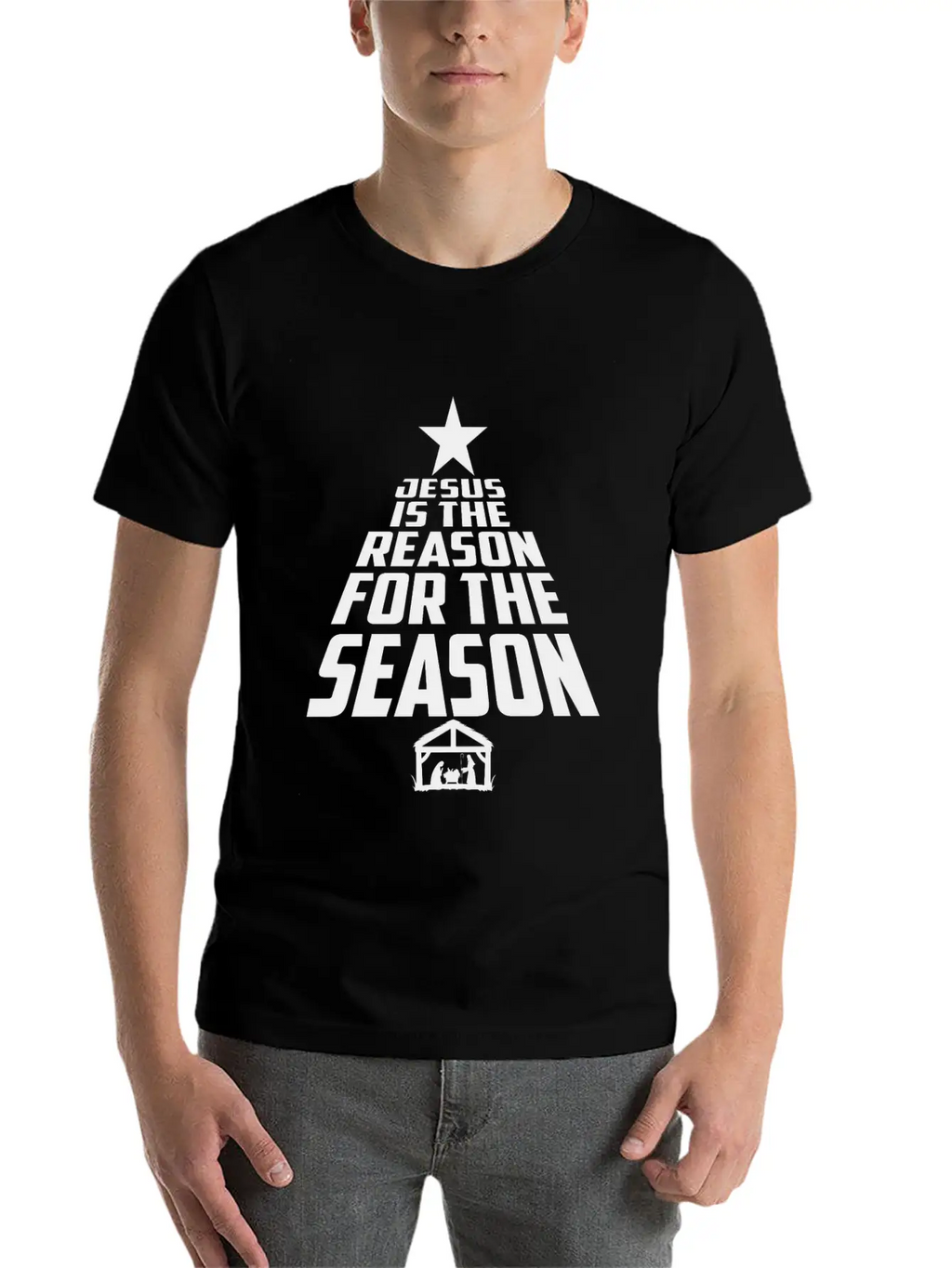 Jesus Is The Reason For The Season Christmas Star Breathable Graphic T-Shirt – Perfect For Casual Days