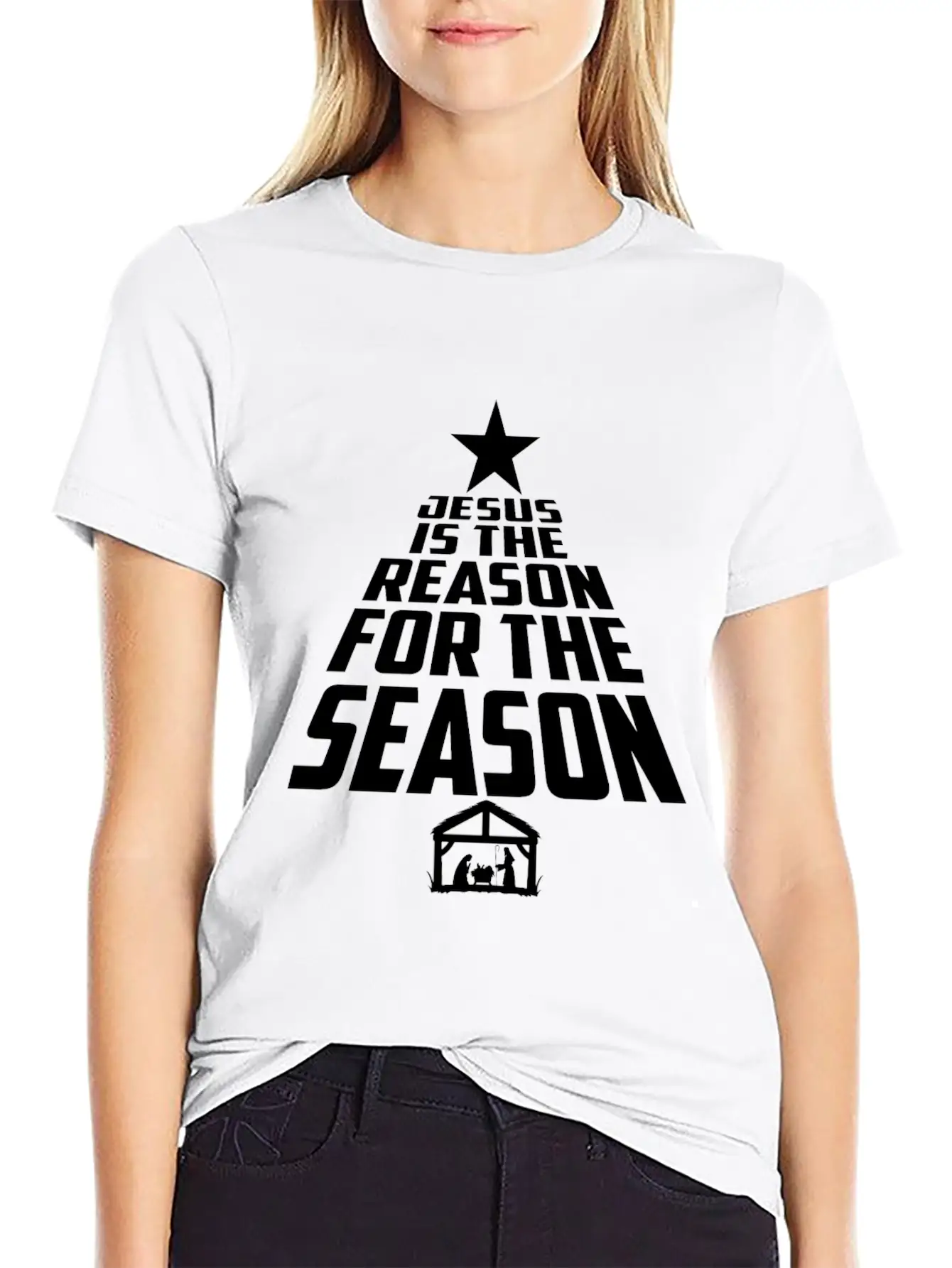 Jesus Is The Reason For The Season Christmas Star Breathable Graphic T-Shirt – Perfect For Casual Days