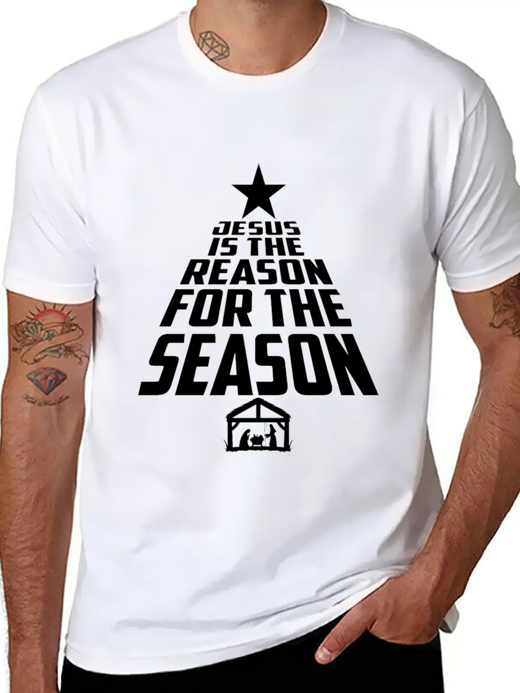 Jesus Is The Reason For The Season Christmas Star Breathable Graphic T-Shirt – Perfect For Casual Days