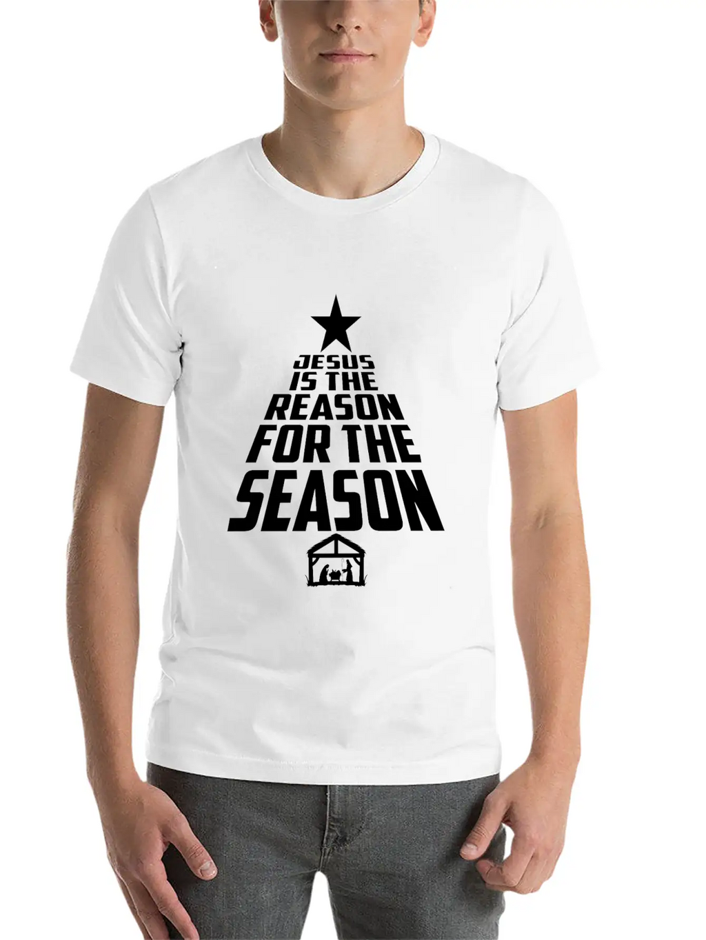 Jesus Is The Reason For The Season Christmas Star Breathable Graphic T-Shirt – Perfect For Casual Days
