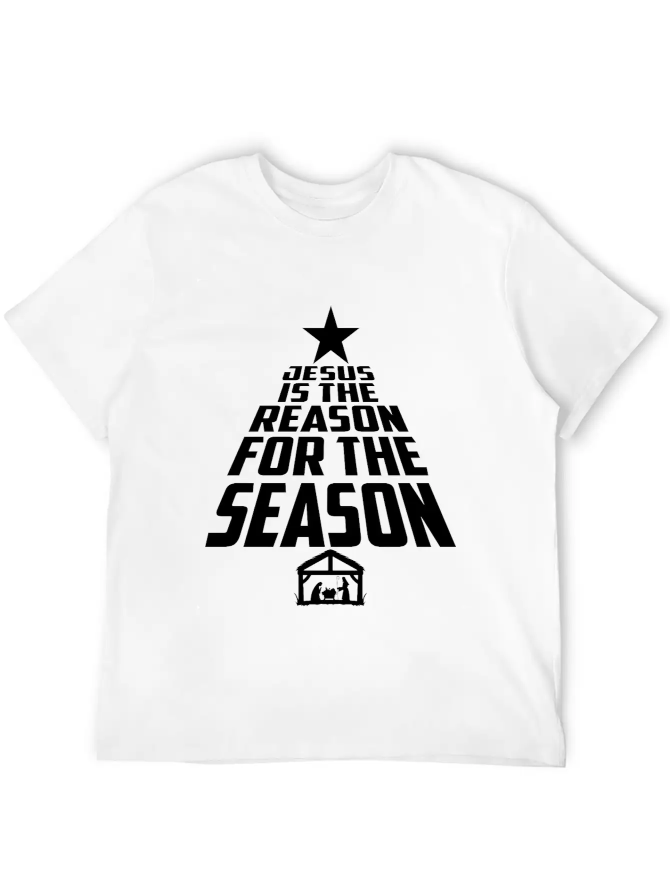 Jesus Is The Reason For The Season Christmas Star Breathable Graphic T-Shirt – Perfect For Casual Days