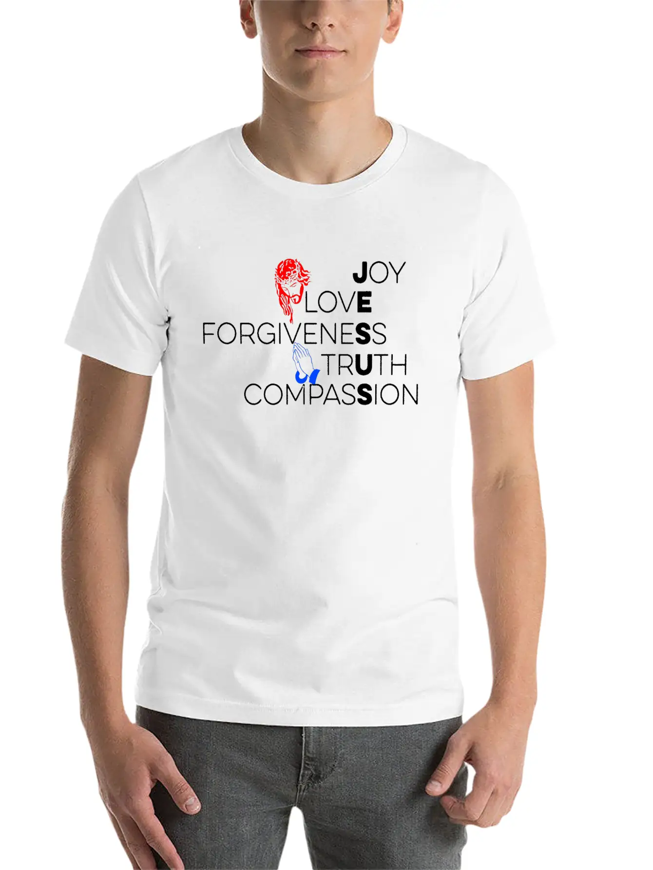 Jesus Joy Love Forgiveness Truth Compassion Classic Cotton Tee – Unisex Comfort For Any Season