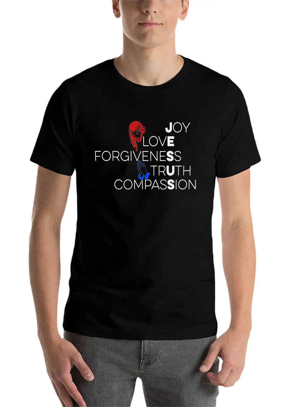 Jesus Joy Love Forgiveness Truth Compassion Classic Cotton Tee – Unisex Comfort For Any Season