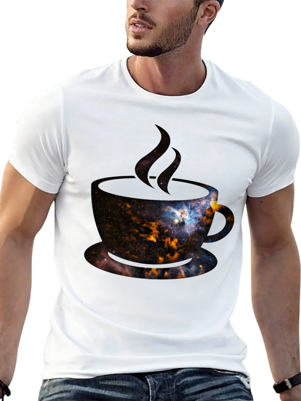 Cosmic Coffee T-Shirt - Galaxy Design