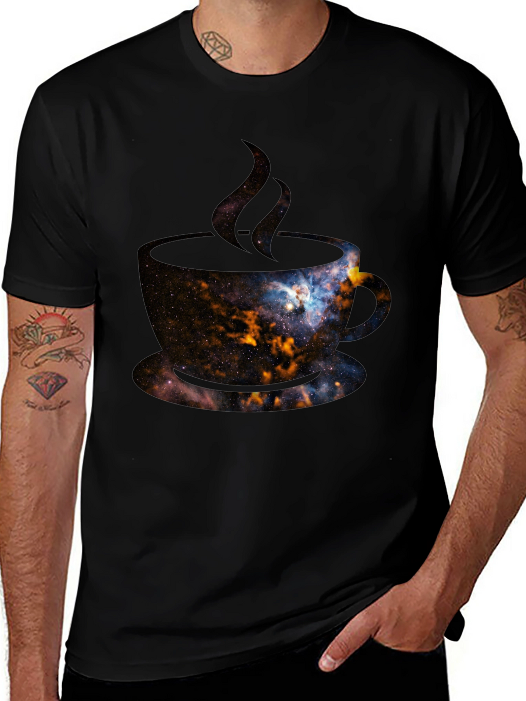 Cosmic Coffee T-Shirt - Galaxy Design