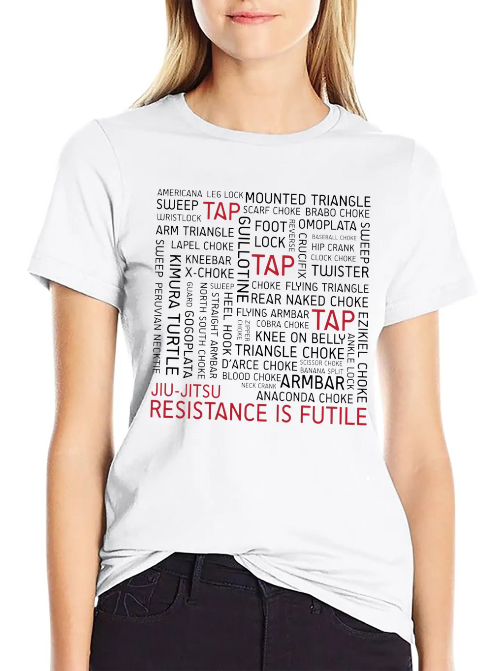 Jiu-Jitsu Resistance Is Futile - White Text Stylish Everyday T-Shirt – Unisex Basic Cotton Tee
