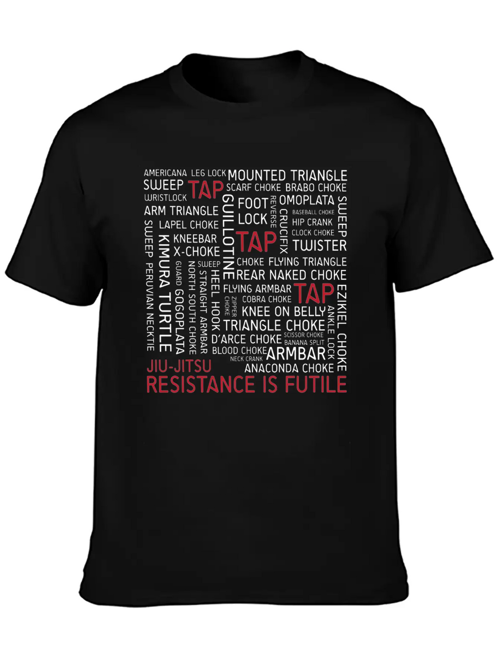 Jiu-Jitsu Resistance Is Futile - White Text Stylish Everyday T-Shirt – Unisex Basic Cotton Tee