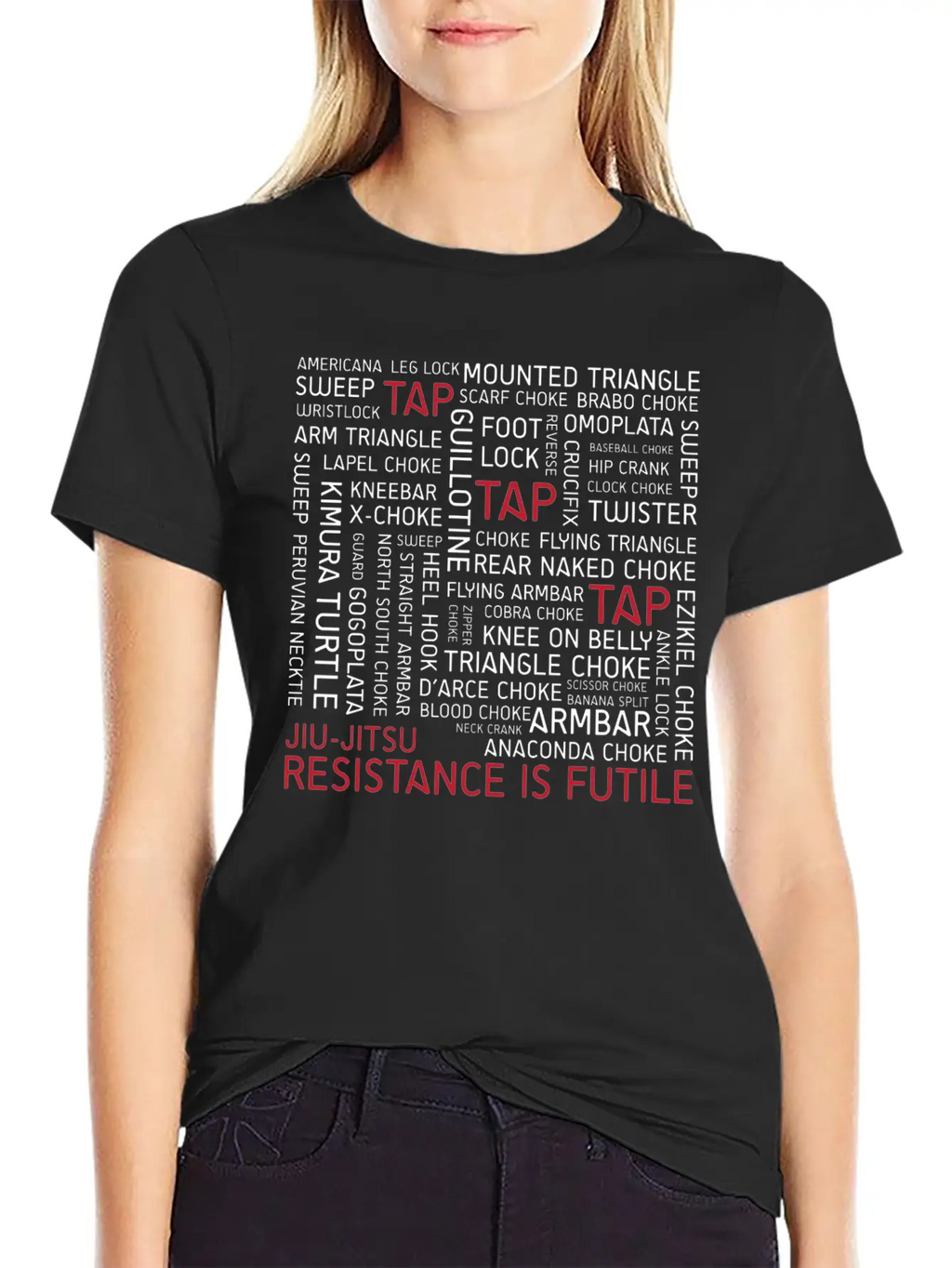 Jiu-Jitsu Resistance Is Futile - White Text Stylish Everyday T-Shirt – Unisex Basic Cotton Tee