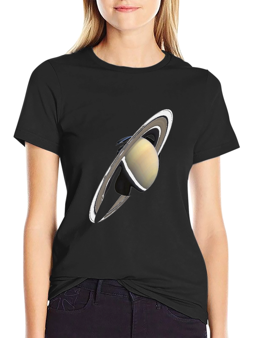 Saturn Graphic Black T-Shirt - Celestial Style