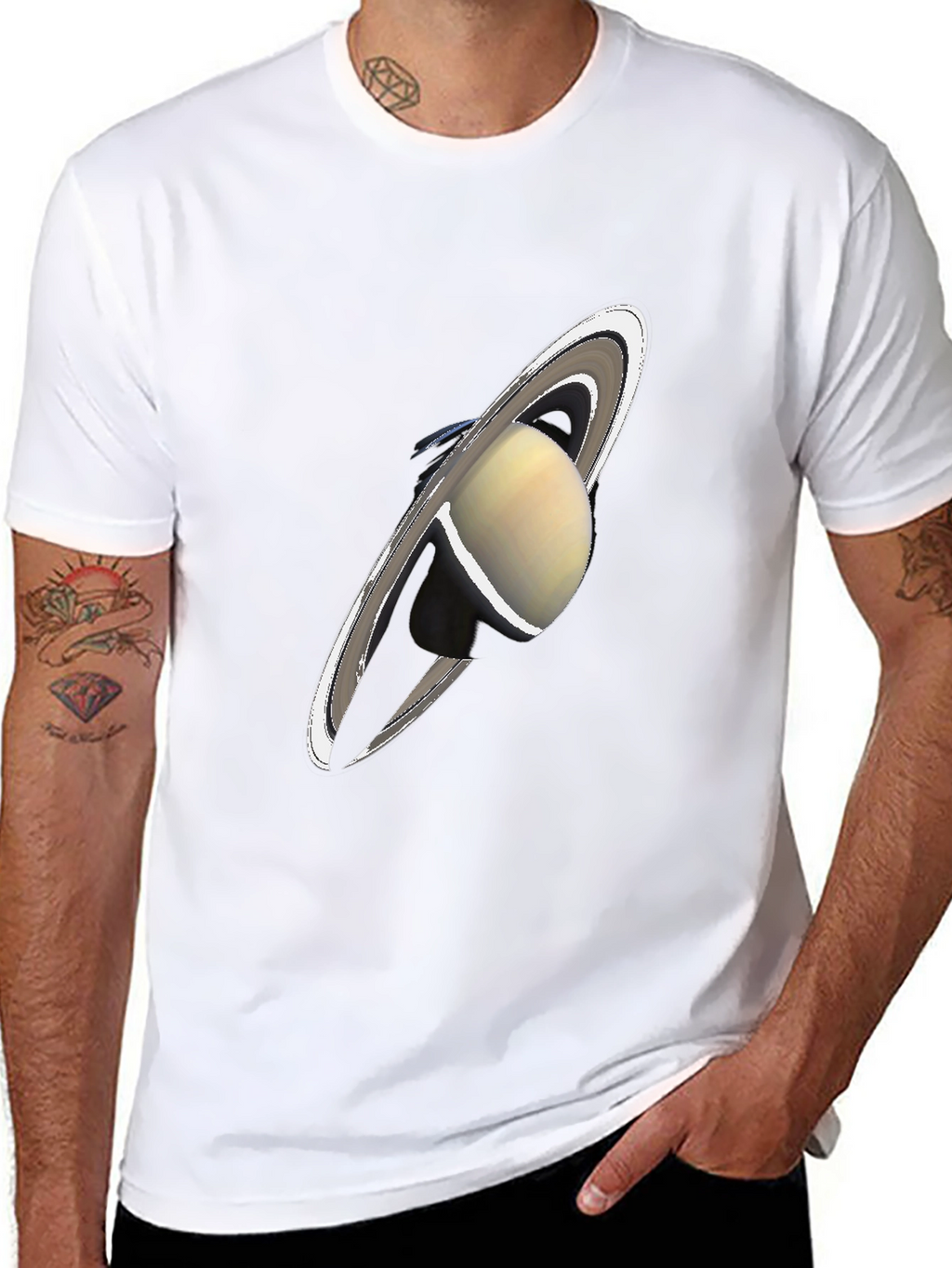 Saturn Graphic Black T-Shirt - Celestial Style