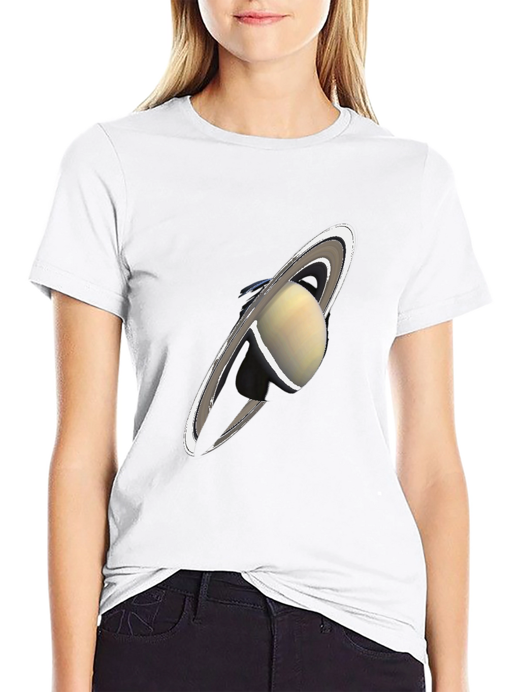 Saturn Graphic Black T-Shirt - Celestial Style