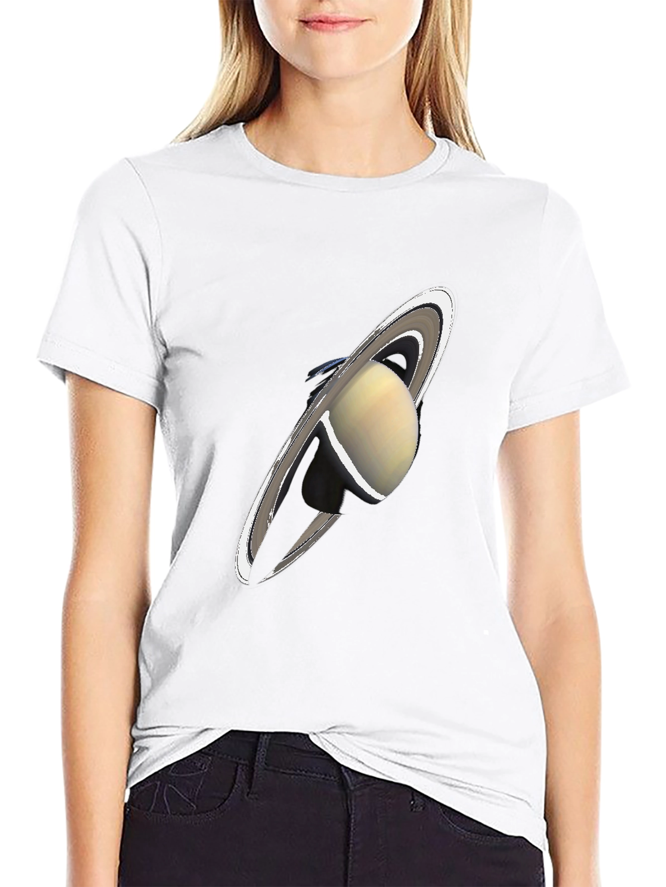 Saturn Graphic Black T-Shirt - Celestial Style