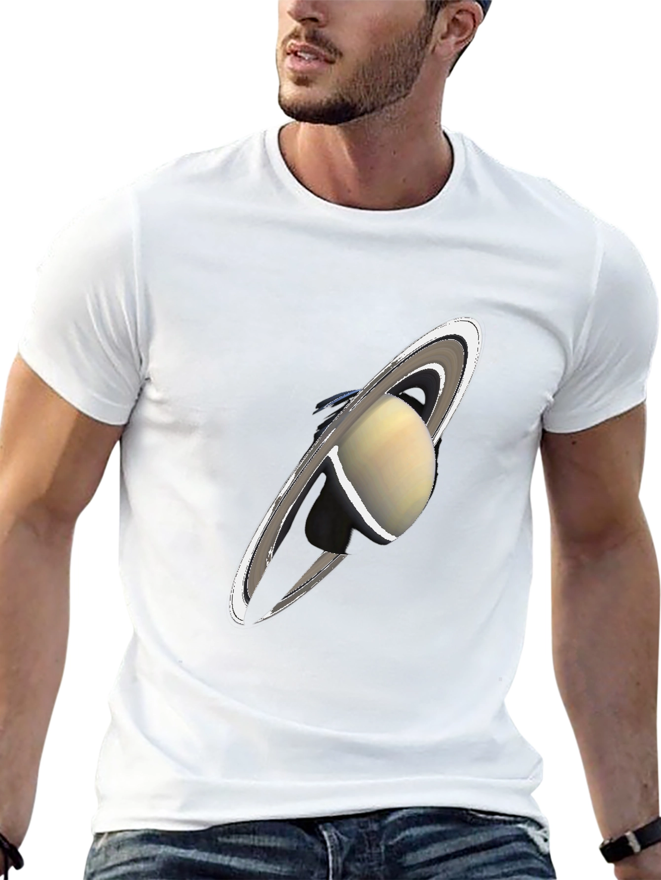 Saturn Graphic Black T-Shirt - Celestial Style