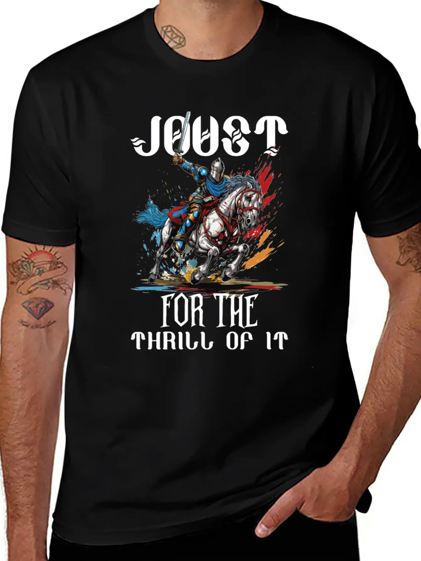 Jousting Knight Medieval Renaissance Armor Horse Timeless Short Sleeve Tee – Comfy And Minimalist Design