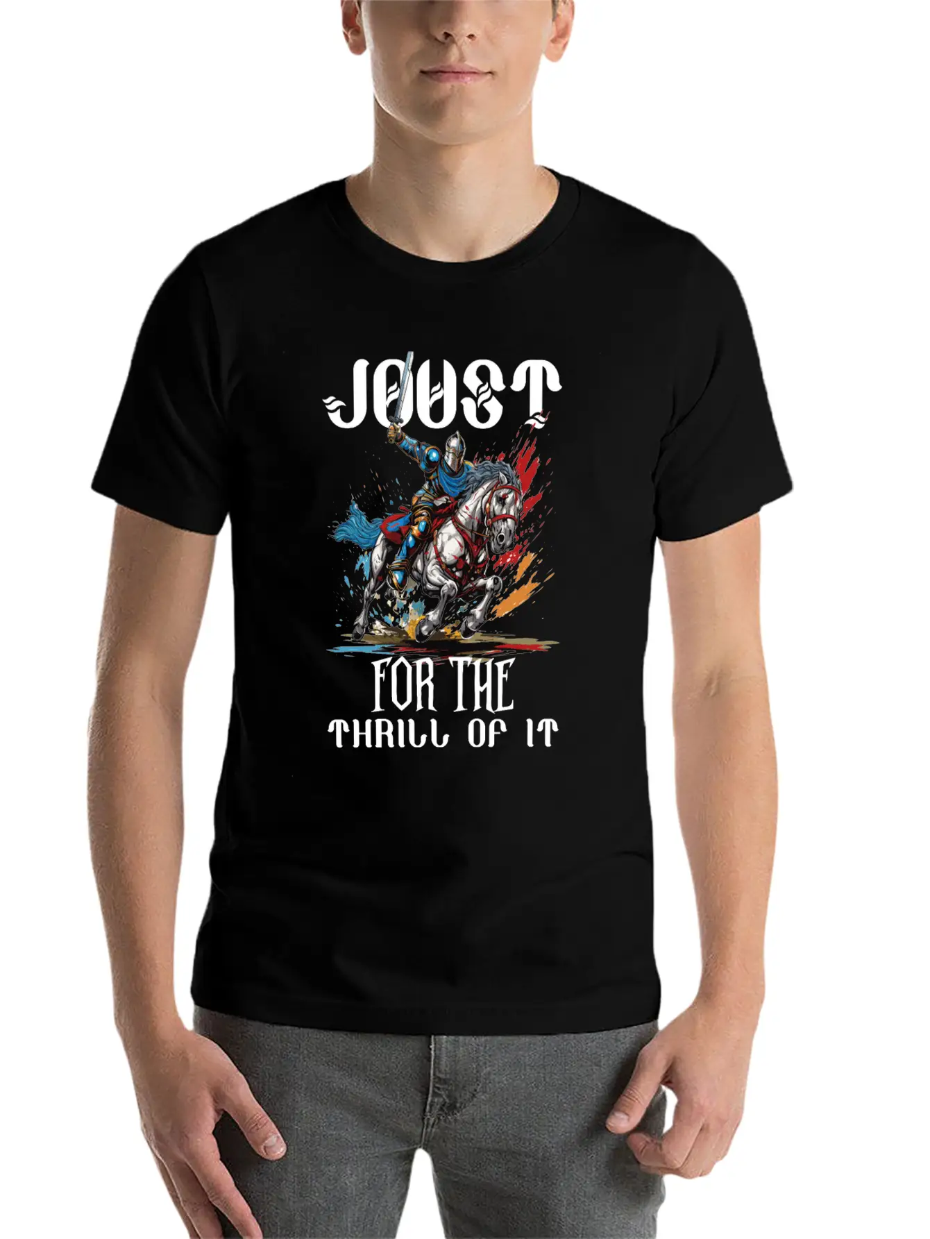 Jousting Knight Medieval Renaissance Armor Horse Timeless Short Sleeve Tee – Comfy And Minimalist Design