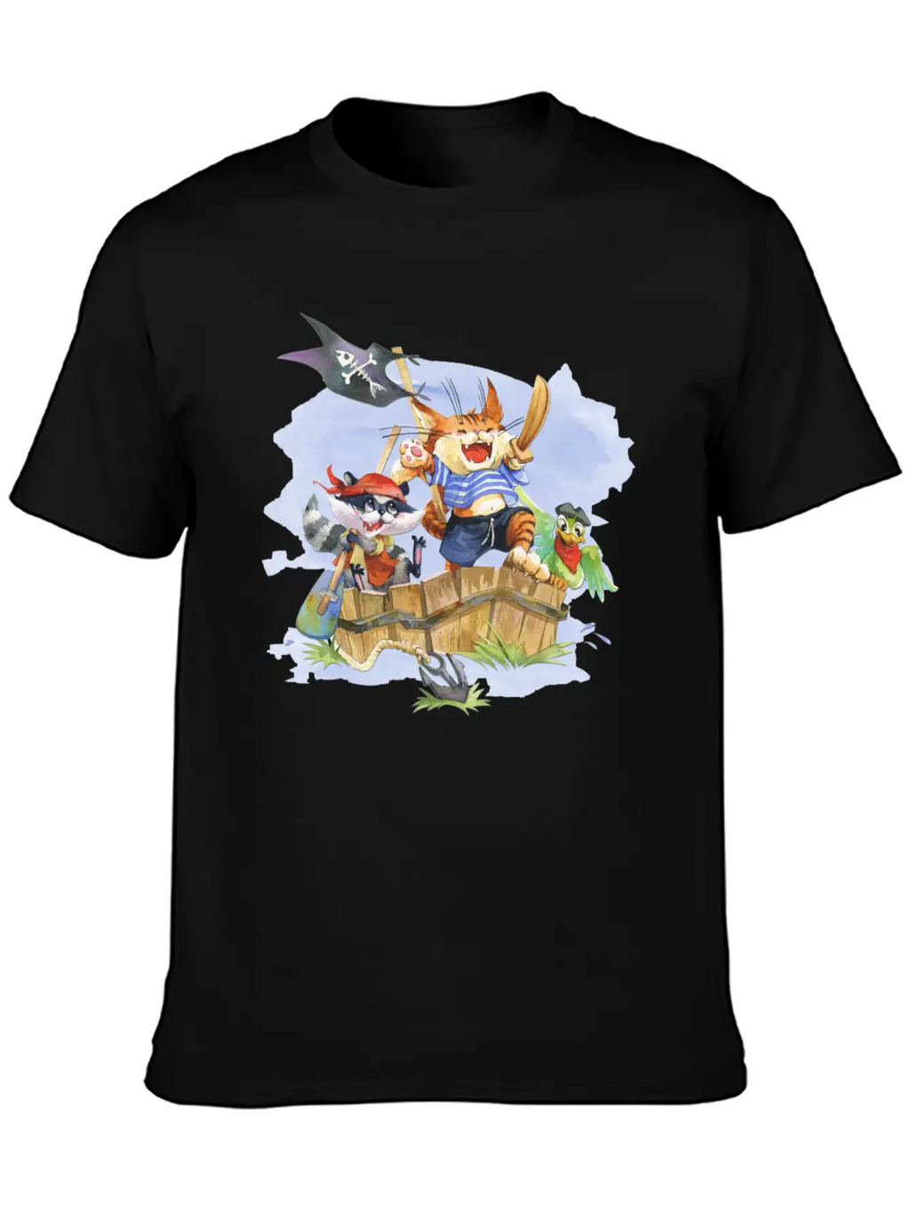 Joy Pirates Kids Playing With Friends Colorful Essential Cotton Tee For Daily Outfits – Unisex Style