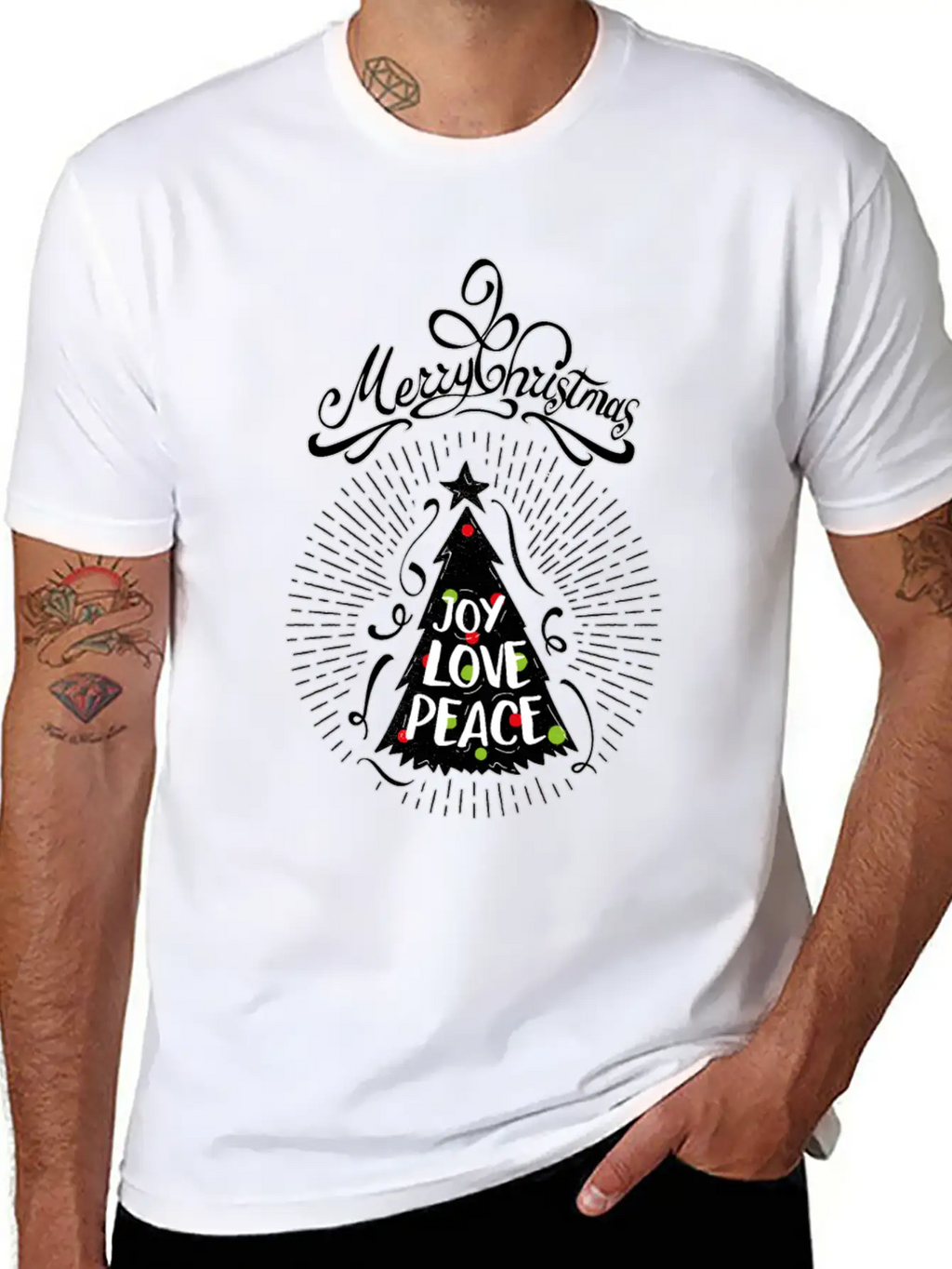 Joy,Love, Peace- Merry Christmas Design,Xmas Tree Classic Cotton Tee – Unisex Comfort For Any Season
