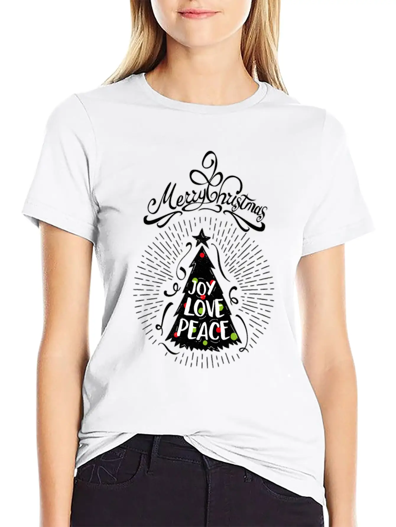 Joy,Love, Peace- Merry Christmas Design,Xmas Tree Classic Cotton Tee – Unisex Comfort For Any Season