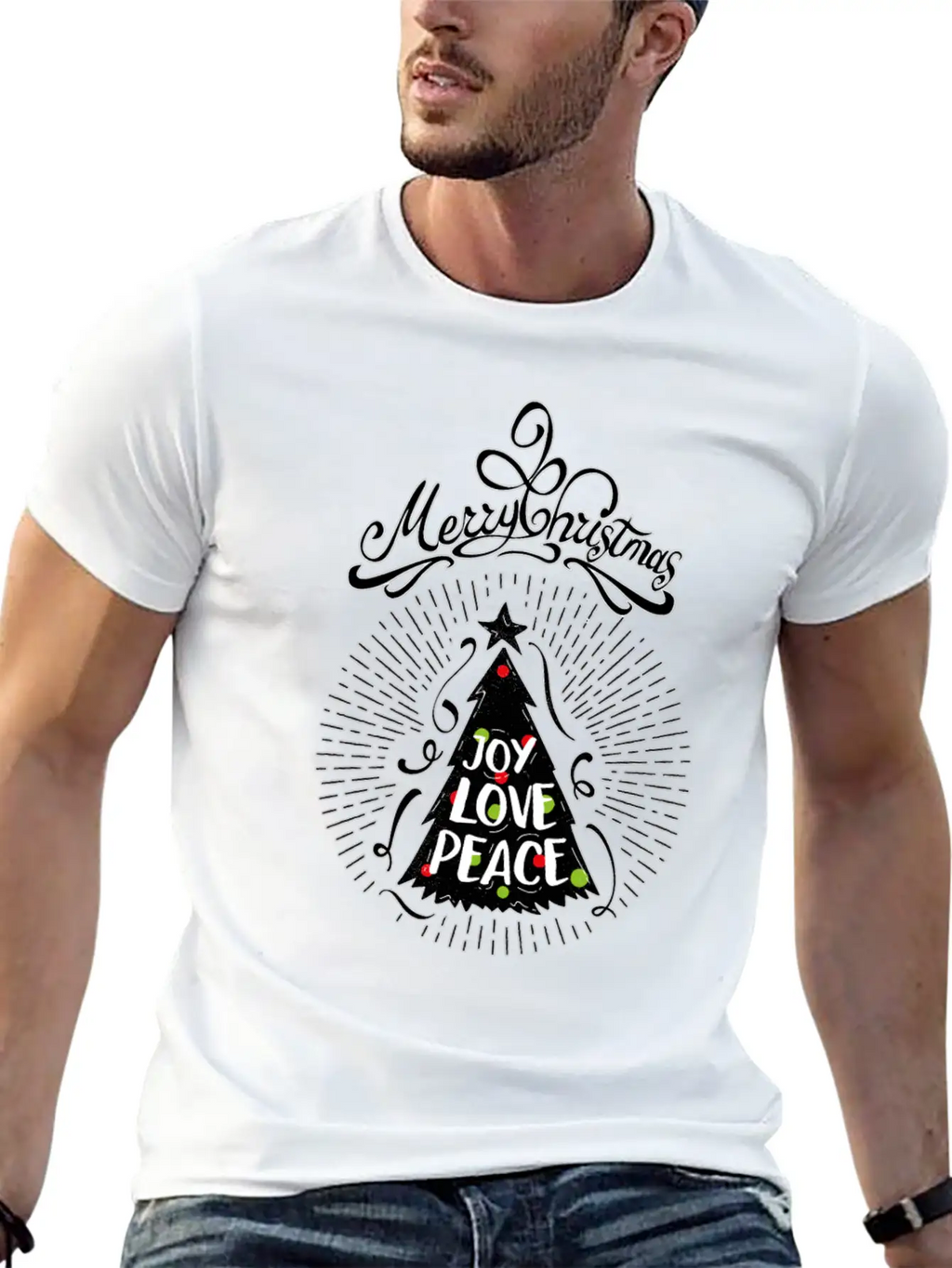 Joy,Love, Peace- Merry Christmas Design,Xmas Tree Classic Cotton Tee – Unisex Comfort For Any Season